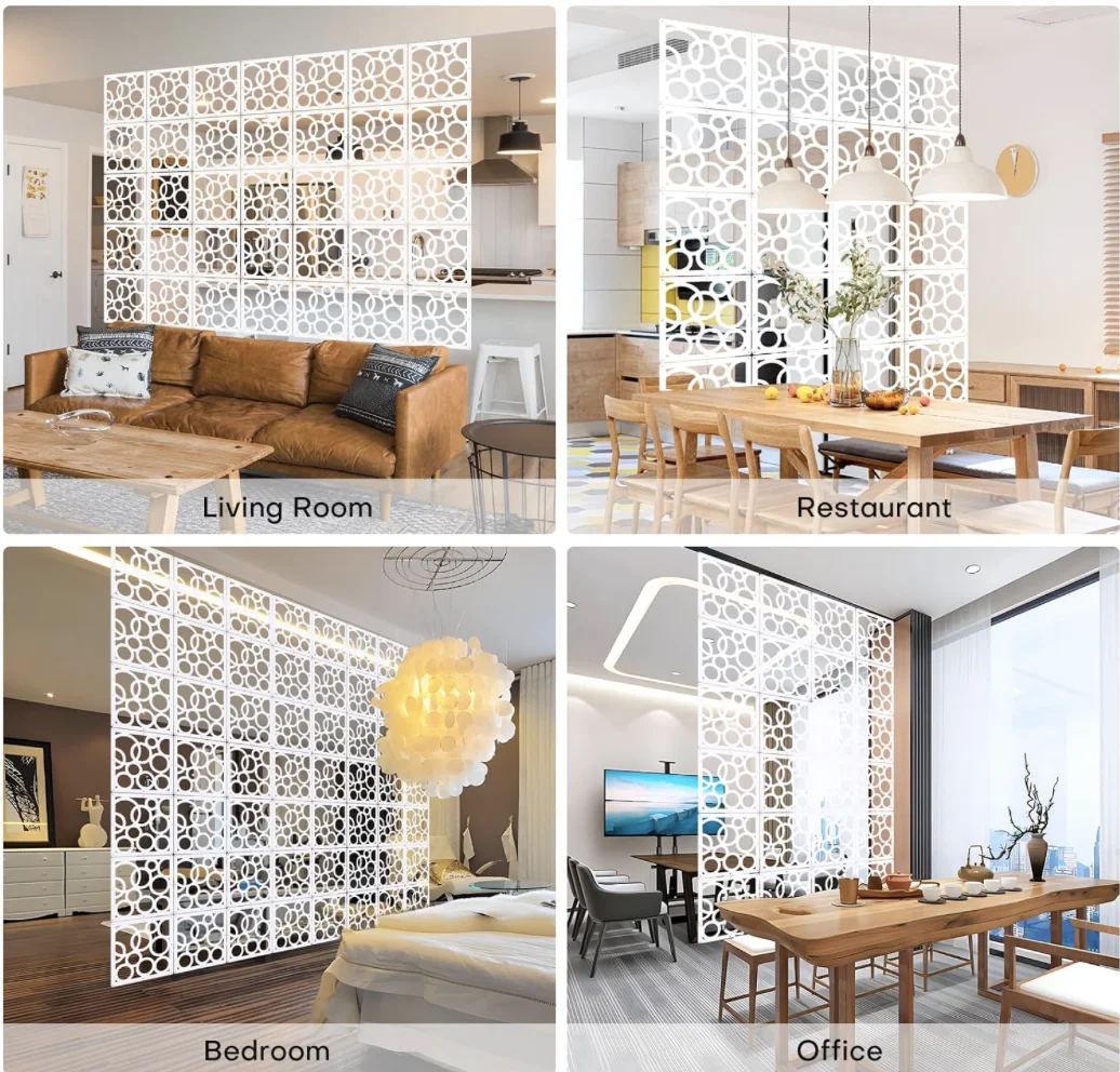 12 PCS Hanging Room Divider Decorative Thick Wall Screen Panels Floral Carving Pattern Hollow Out Design for Bedroom Living Dini 12 PCS Hanging Room Divider Decorative Thick Wall Screen Panels Floral Carving Pattern Hollow Out Design for Bedroom Living Dini