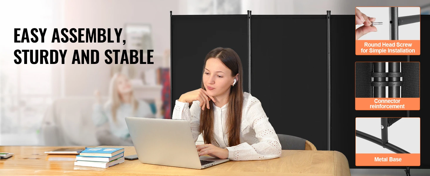 SucceBuy 3/4/6 Panel Room Divider Folding Privacy Screen and Portable Freestanding Room Partition for Office Bedroom Study Hotel
