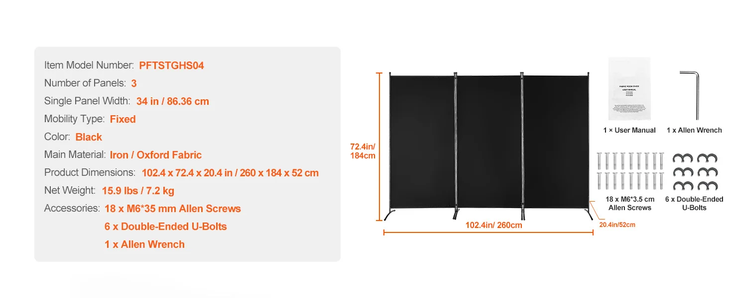SucceBuy 3/4/6 Panel Room Divider Folding Privacy Screen and Portable Freestanding Room Partition for Office Bedroom Study Hotel