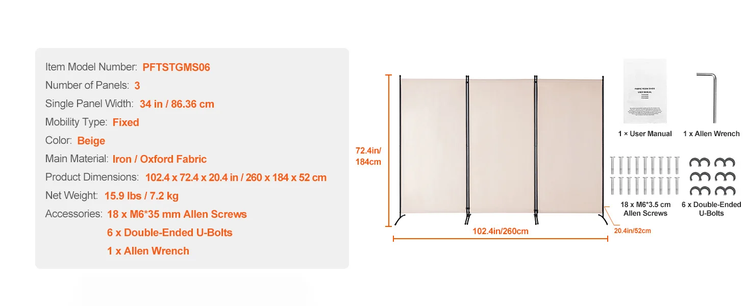 SucceBuy 3/4/6 Panel Room Divider Folding Privacy Screen and Portable Freestanding Room Partition for Office Bedroom Study Hotel