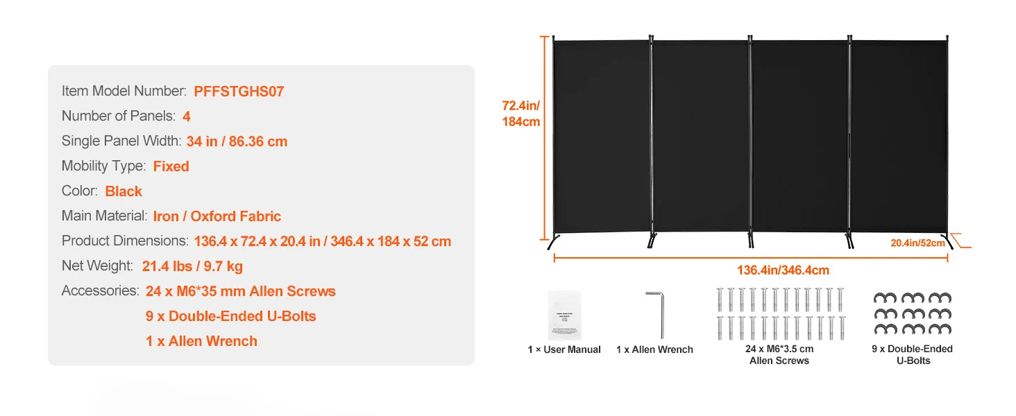 SucceBuy 3/4/6 Panel Room Divider Folding Privacy Screen and Portable Freestanding Room Partition for Office Bedroom Study Hotel