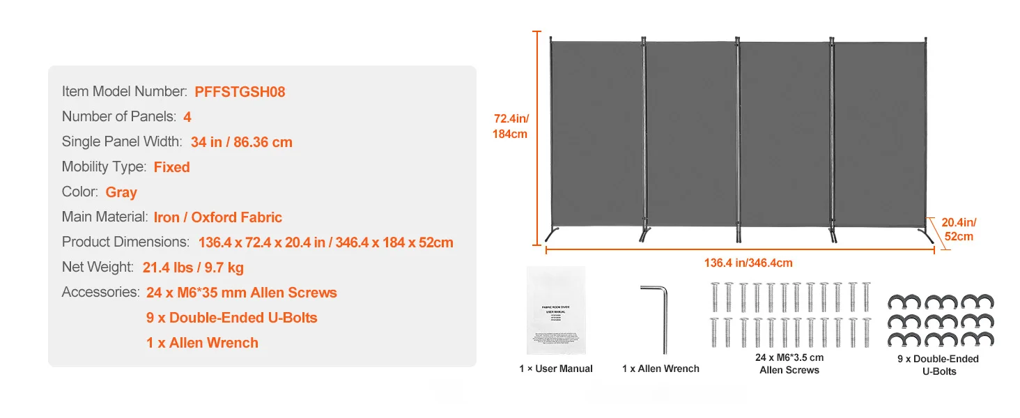 SucceBuy 3/4/6 Panel Room Divider Folding Privacy Screen and Portable Freestanding Room Partition for Office Bedroom Study Hotel