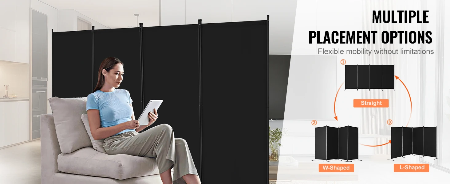 SucceBuy 3/4/6 Panel Room Divider Folding Privacy Screen and Portable Freestanding Room Partition for Office Bedroom Study Hotel