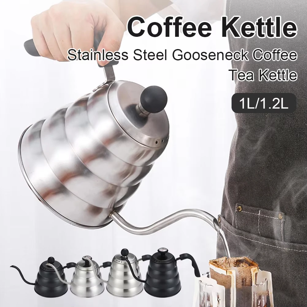1.2L 1L Coffee Drip Kettle Pot with Thermometer Pour Over Coffee Tea Pot Stainless Steel Drip Kettle For Home Office Cafetera 1.2L 1L Coffee Drip Kettle Pot with Thermometer Pour Over Coffee Tea Pot Stainless Steel Drip Kettle For Home Office Cafetera