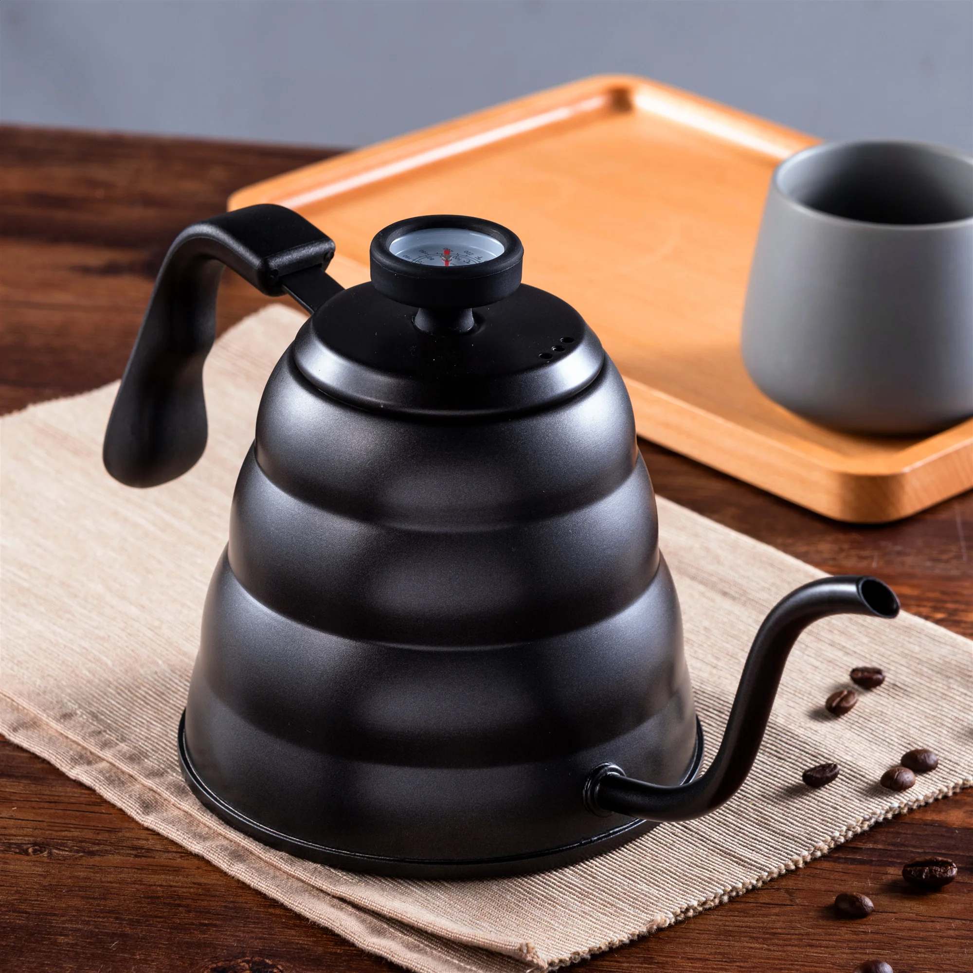 1.2L 1L Coffee Drip Kettle Pot with Thermometer Pour Over Coffee Tea Pot Stainless Steel Drip Kettle For Home Office Cafetera