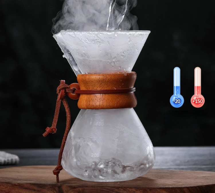 Hand Glass Coffee Kettle with Stainless Steel Filter Drip Brewing Hot Brewer Coffee Pot Dripper Barista Pour Over Coffee Maker