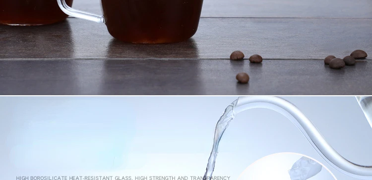 Hand Glass Coffee Kettle with Stainless Steel Filter Drip Brewing Hot Brewer Coffee Pot Dripper Barista Pour Over Coffee Maker