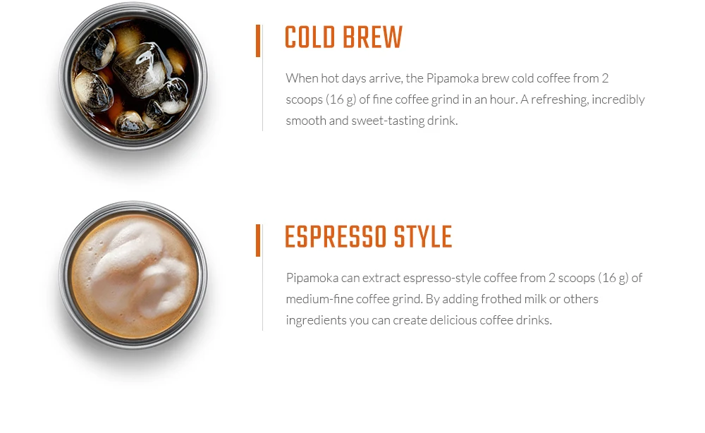 WACACO Pipamoka, All-in-one Vacuum Pressured Portable Coffee Maker, Insulated Travel Mug, Hand Powered and Pressure Brewer WACACO Pipamoka, All-in-one Vacuum Pressured Portable Coffee Maker, Insulated Travel Mug, Hand Powered and Pressure Brewer