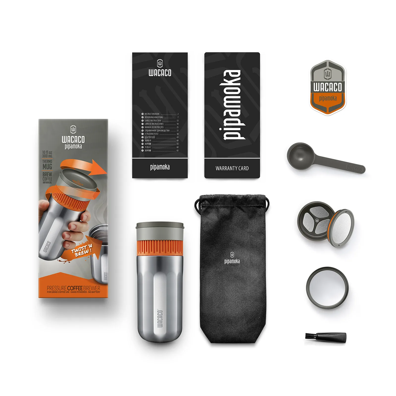 WACACO Pipamoka, All-in-one Vacuum Pressured Portable Coffee Maker, Insulated Travel Mug, Hand Powered and Pressure Brewer WACACO Pipamoka, All-in-one Vacuum Pressured Portable Coffee Maker, Insulated Travel Mug, Hand Powered and Pressure Brewer