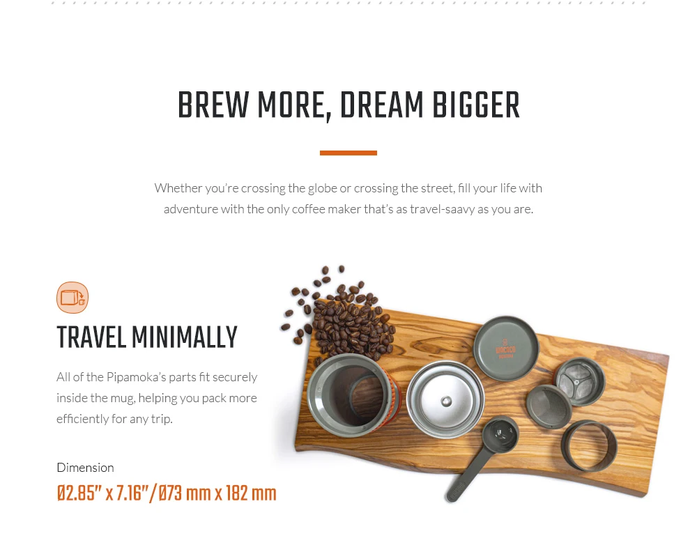 WACACO Pipamoka, All-in-one Vacuum Pressured Portable Coffee Maker, Insulated Travel Mug, Hand Powered and Pressure Brewer WACACO Pipamoka, All-in-one Vacuum Pressured Portable Coffee Maker, Insulated Travel Mug, Hand Powered and Pressure Brewer