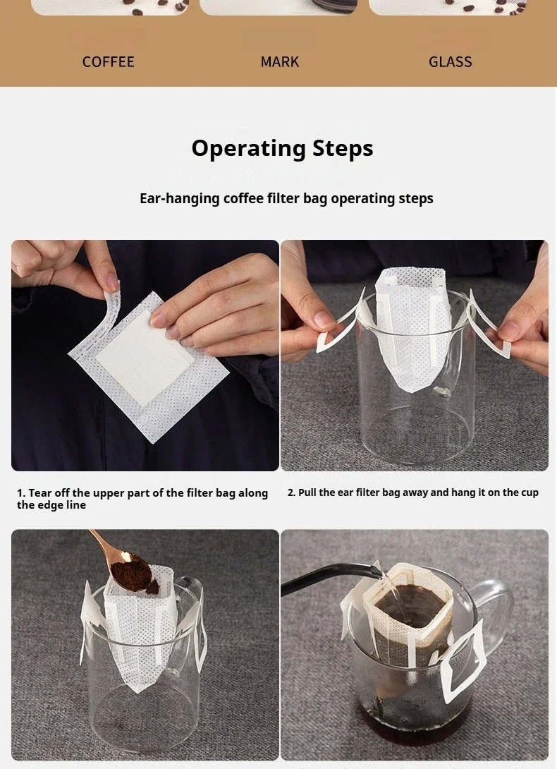 25-500pcs Coffee Filter Paper Bags Disposable Drip Coffee Paper Pack Portable Hanging Ear Espresso Coffee Accessories Tea Tool