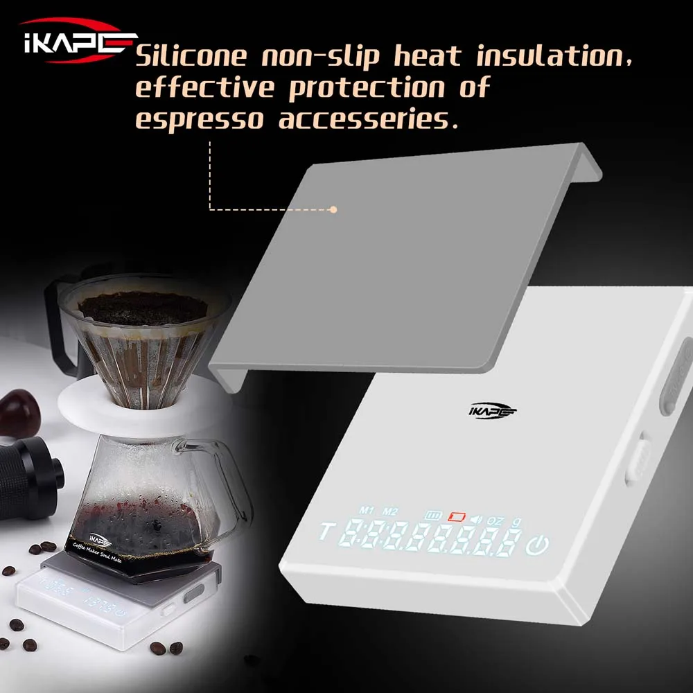 IKAPE Mini Digital Coffee Scale with Timer, 2kg/0.1g High Precision Rechargeable Drip Espresso Scale, Tare Function LED Display IKAPE Mini Digital Coffee Scale with Timer, 2kg/0.1g High Precision Rechargeable Drip Espresso Scale, Tare Function LED Display
