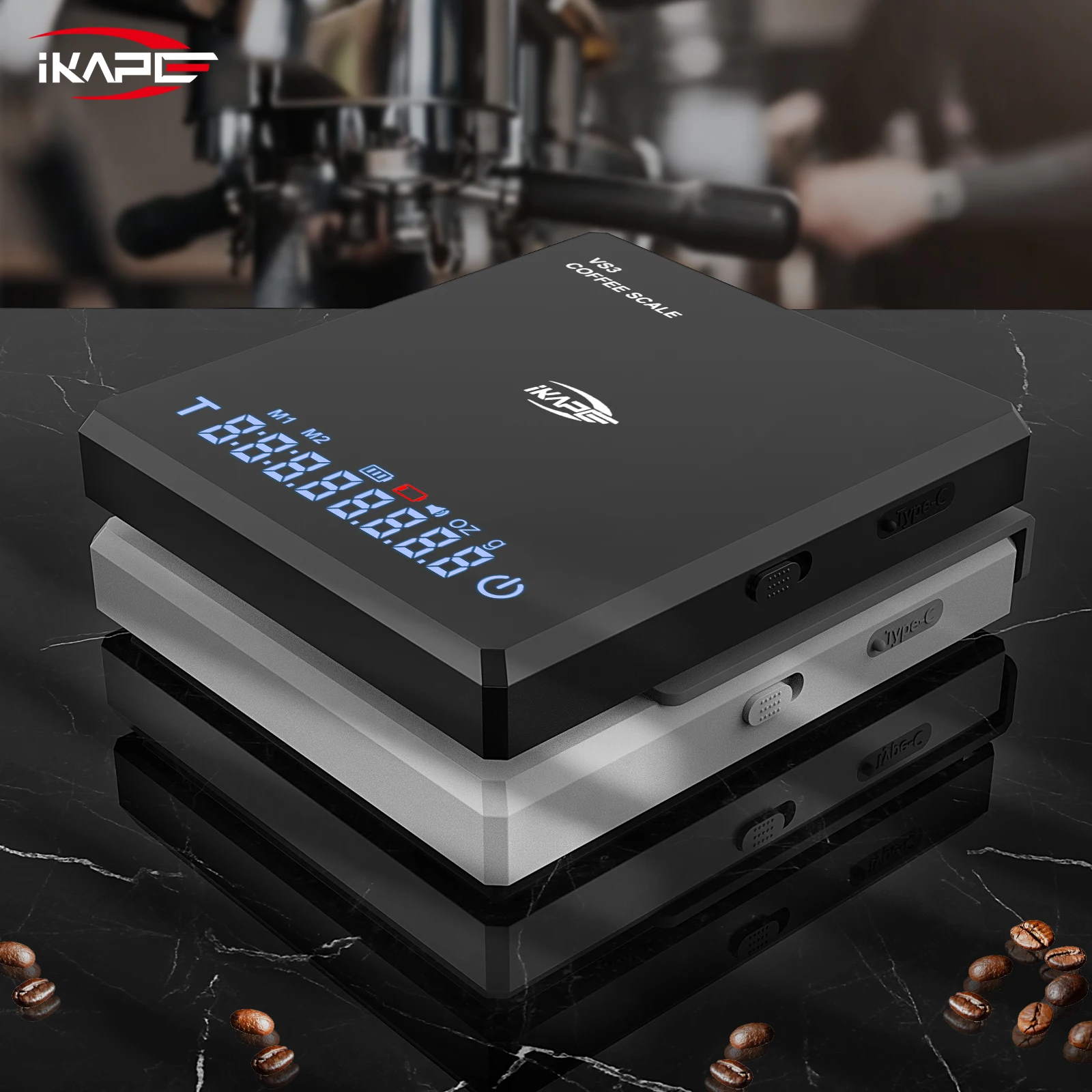 IKAPE Mini Digital Coffee Scale with Timer, 2kg/0.1g High Precision Rechargeable Drip Espresso Scale, Tare Function LED Display IKAPE Mini Digital Coffee Scale with Timer, 2kg/0.1g High Precision Rechargeable Drip Espresso Scale, Tare Function LED Display