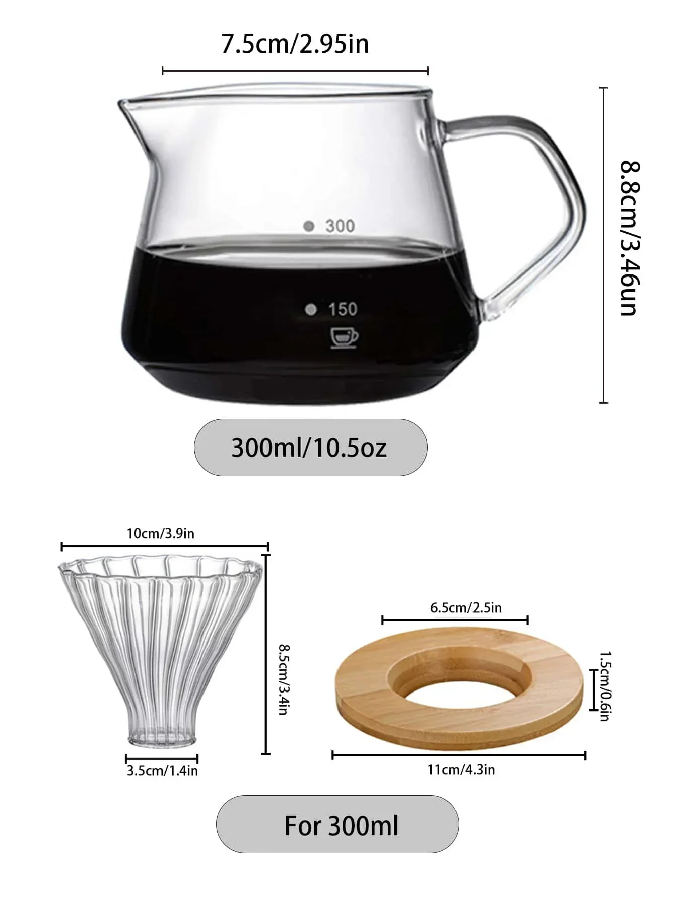 Pour Over Coffee Maker Set Glass Carafe Coffee with Glass Coffee Filter Drip Coffee Maker Set for Home or Office 600ml 300ml Pour Over Coffee Maker Set Glass Carafe Coffee with Glass Coffee Filter Drip Coffee Maker Set for Home or Office 600ml 300ml