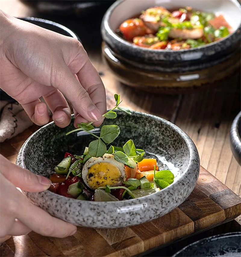 Creative retro ceramic sushi dishes Japanese and Korean snacks small dishes and plates sets ceramic plate japanese dish set