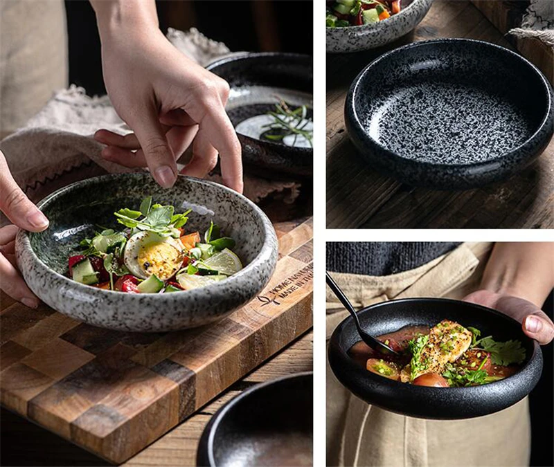 Creative retro ceramic sushi dishes Japanese and Korean snacks small dishes and plates sets ceramic plate japanese dish set