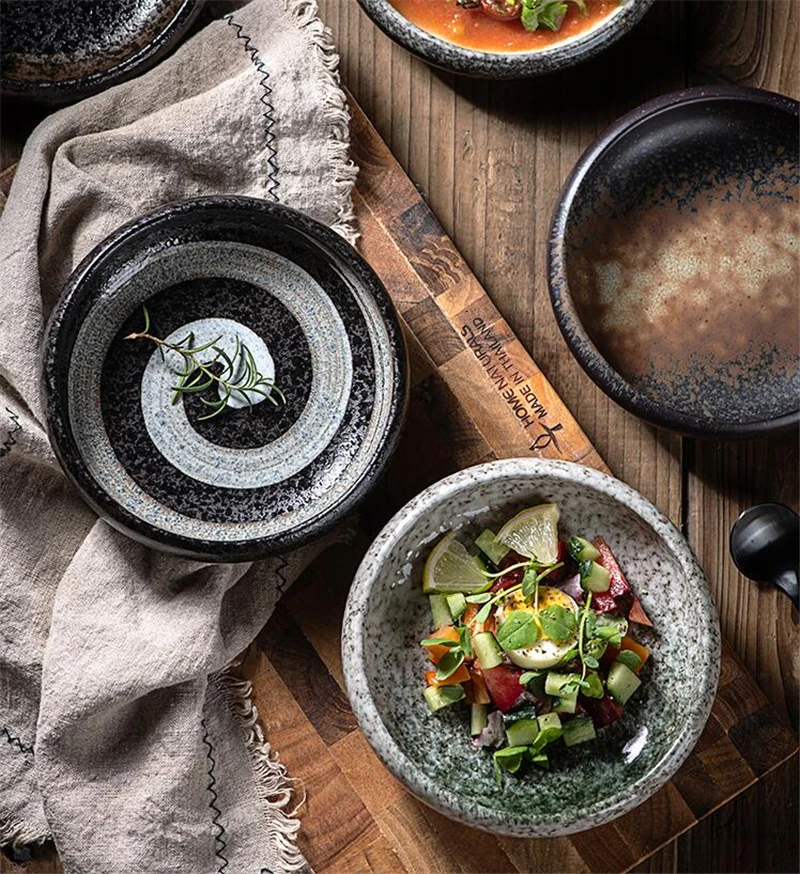 Creative retro ceramic sushi dishes Japanese and Korean snacks small dishes and plates sets ceramic plate japanese dish set