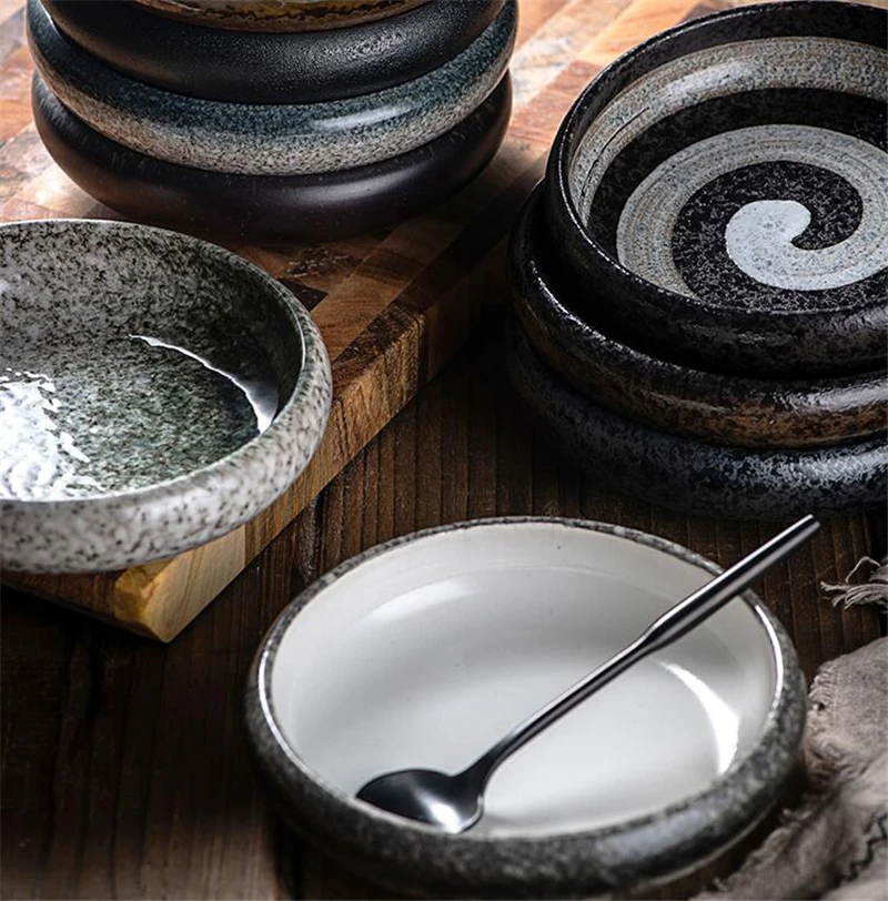 Creative retro ceramic sushi dishes Japanese and Korean snacks small dishes and plates sets ceramic plate japanese dish set
