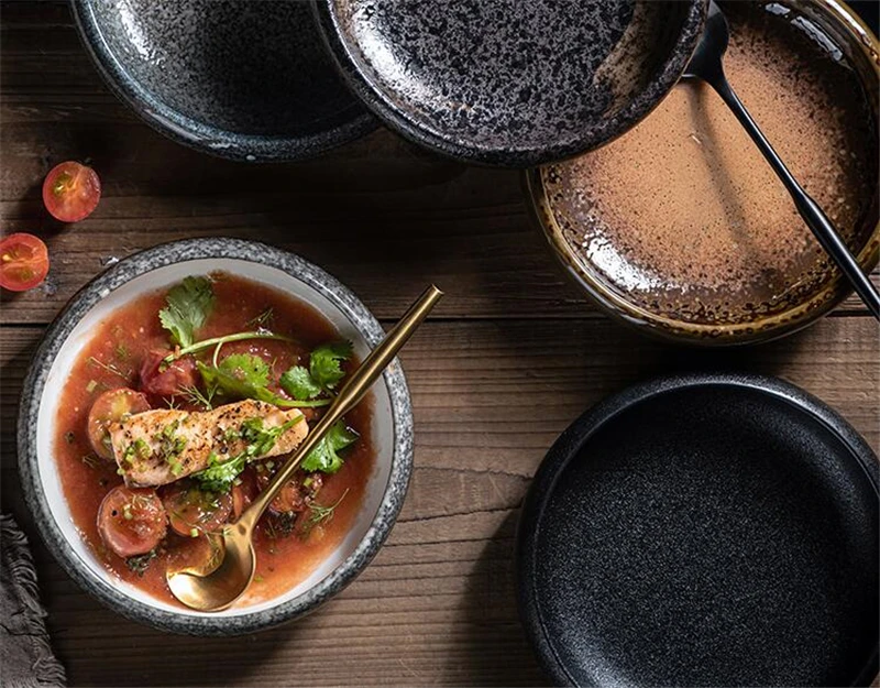 Creative retro ceramic sushi dishes Japanese and Korean snacks small dishes and plates sets ceramic plate japanese dish set