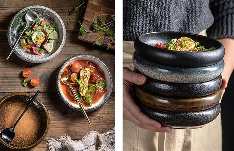 Creative retro ceramic sushi dishes Japanese and Korean snacks small dishes and plates sets ceramic plate japanese dish set