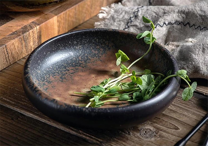 Creative retro ceramic sushi dishes Japanese and Korean snacks small dishes and plates sets ceramic plate japanese dish set