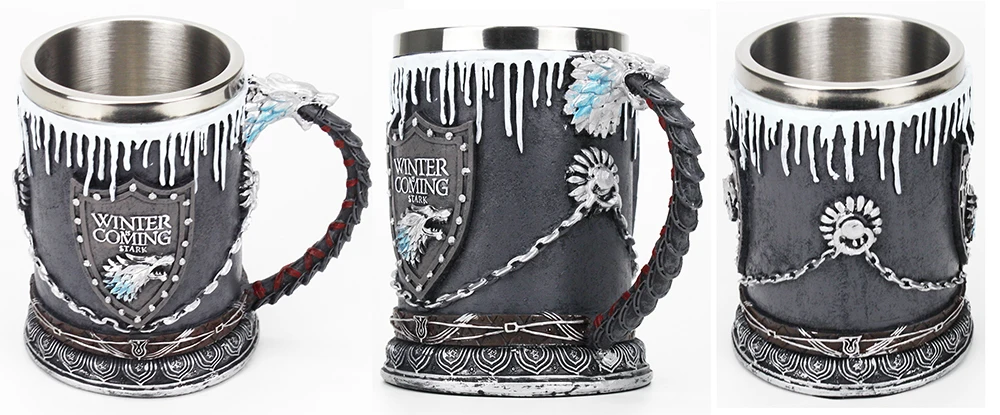 GOT Mug Goblet Stainless Steel Resin 3D Beer Tankard Wine Glass Mugs 600ml 400ml 200ml Party Drinkware Decoration Christmas Gift GOT Mug Goblet Stainless Steel Resin 3D Beer Tankard Wine Glass Mugs 600ml 400ml 200ml Party Drinkware Decoration Christmas Gift