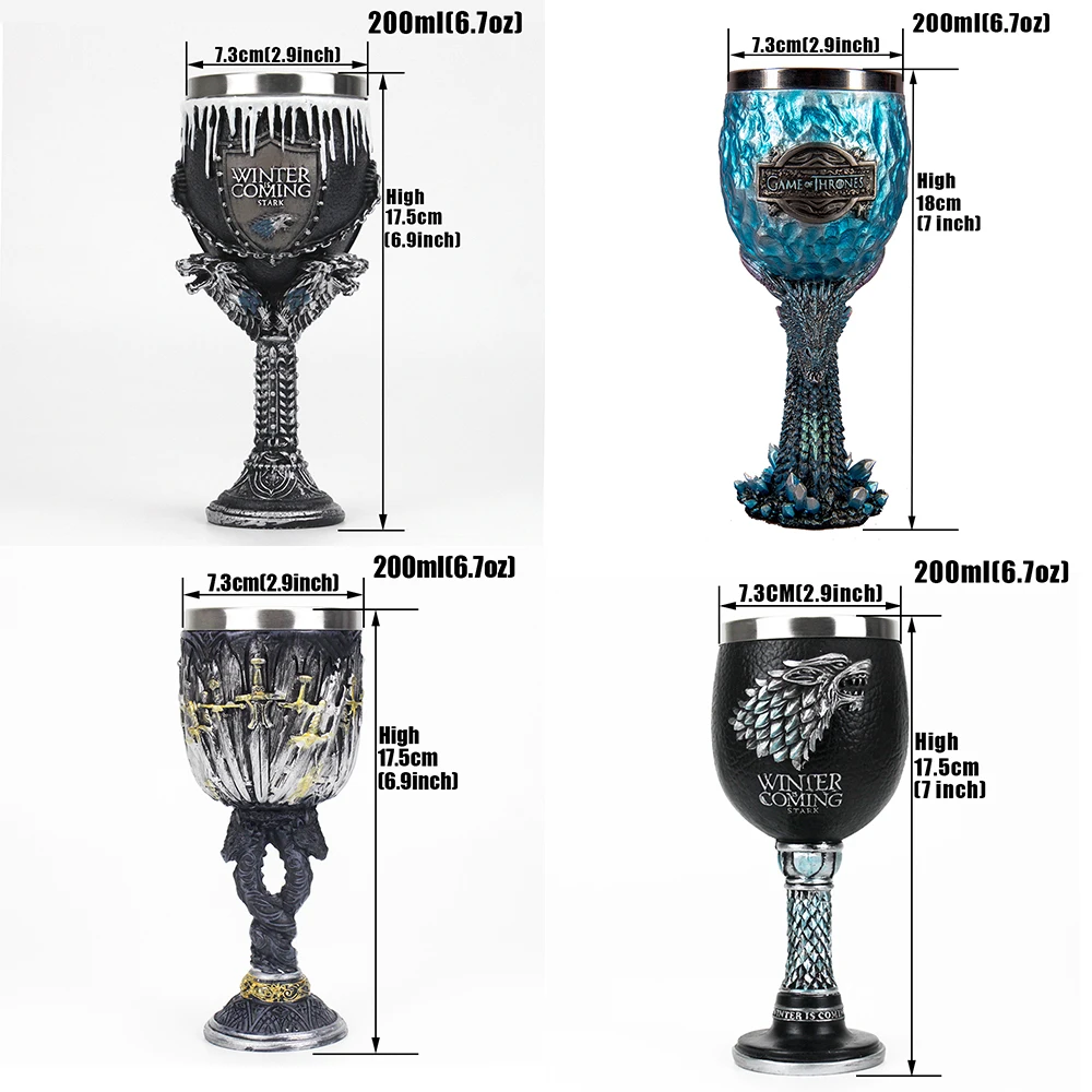GOT Mug Goblet Stainless Steel Resin 3D Beer Tankard Wine Glass Mugs 600ml 400ml 200ml Party Drinkware Decoration Christmas Gift GOT Mug Goblet Stainless Steel Resin 3D Beer Tankard Wine Glass Mugs 600ml 400ml 200ml Party Drinkware Decoration Christmas Gift