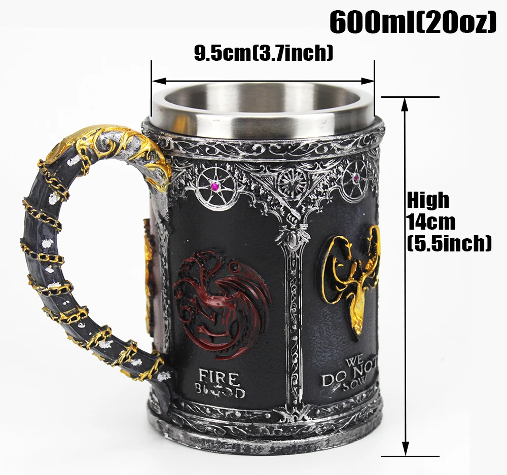 GOT Mug Goblet Stainless Steel Resin 3D Beer Tankard Wine Glass Mugs 600ml 400ml 200ml Party Drinkware Decoration Christmas Gift GOT Mug Goblet Stainless Steel Resin 3D Beer Tankard Wine Glass Mugs 600ml 400ml 200ml Party Drinkware Decoration Christmas Gift
