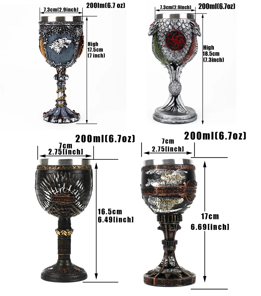 GOT Mug Goblet Stainless Steel Resin 3D Beer Tankard Wine Glass Mugs 600ml 400ml 200ml Party Drinkware Decoration Christmas Gift GOT Mug Goblet Stainless Steel Resin 3D Beer Tankard Wine Glass Mugs 600ml 400ml 200ml Party Drinkware Decoration Christmas Gift