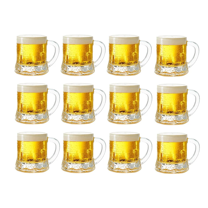 12PCS Mini Beer Mug Shot Glasses, Heavy Base Clear Mini Beer Mugs, Small Shot Cups for Party Drink, Beer