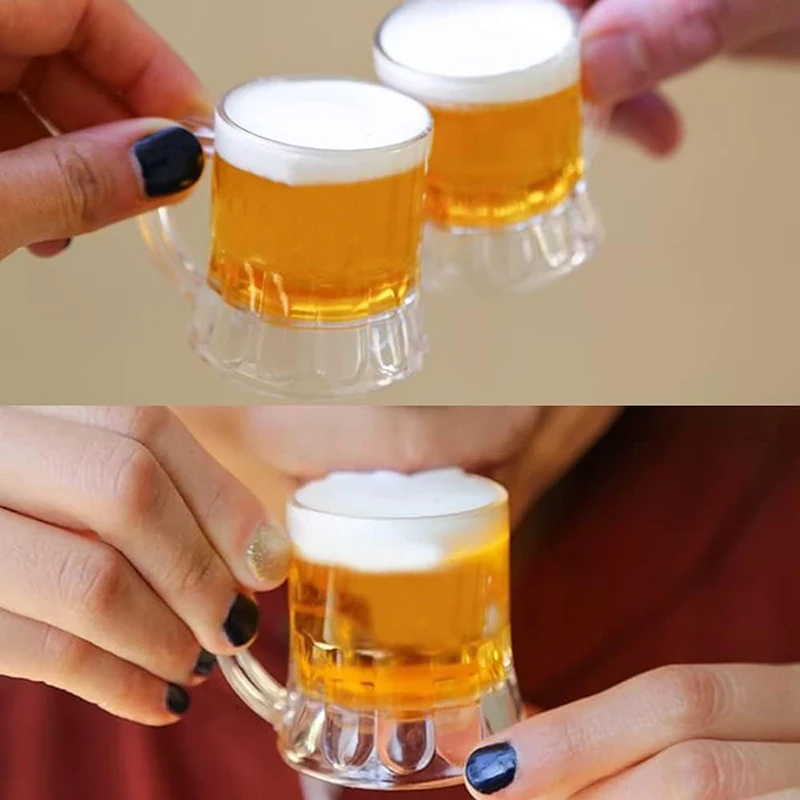 12PCS Mini Beer Mug Shot Glasses, Heavy Base Clear Mini Beer Mugs, Small Shot Cups for Party Drink, Beer