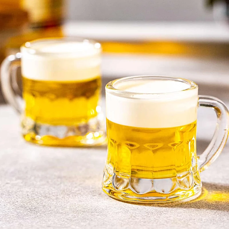 12PCS Mini Beer Mug Shot Glasses, Heavy Base Clear Mini Beer Mugs, Small Shot Cups for Party Drink, Beer