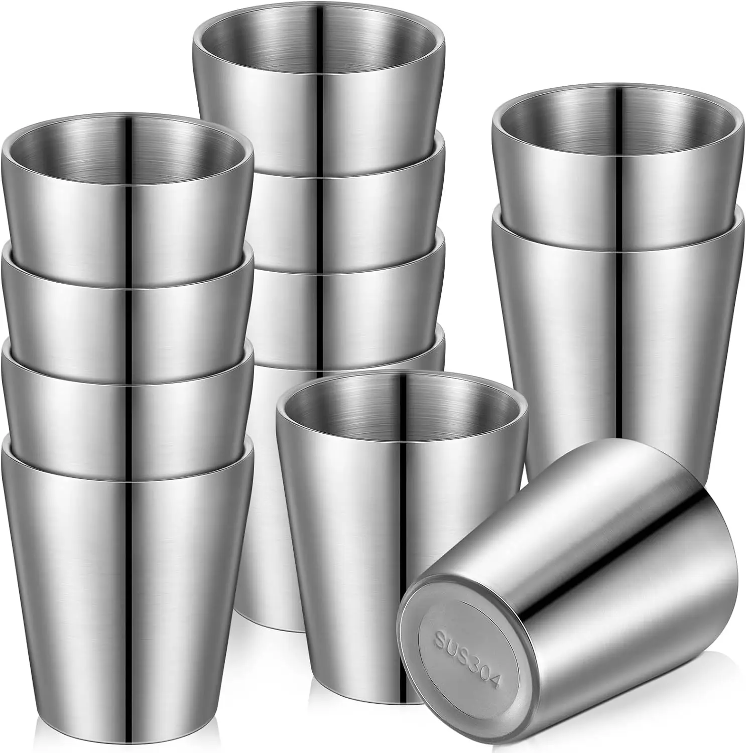 304 Stainless Steel Cups Double Wall Tumbler Glasses Stackable Glasses Metal Drinking Cups Insulated Drinking Glasses Reusable 304 Stainless Steel Cups Double Wall Tumbler Glasses Stackable Glasses Metal Drinking Cups Insulated Drinking Glasses Reusable