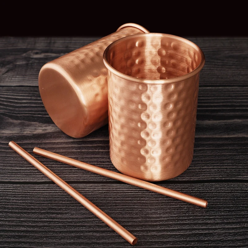 New 100% Copper Cups Pure Solid  Moscow Mule PURE Copper Mugs-Shaped 400ml Cocktail Cups Beer Milk Mug Drinkware