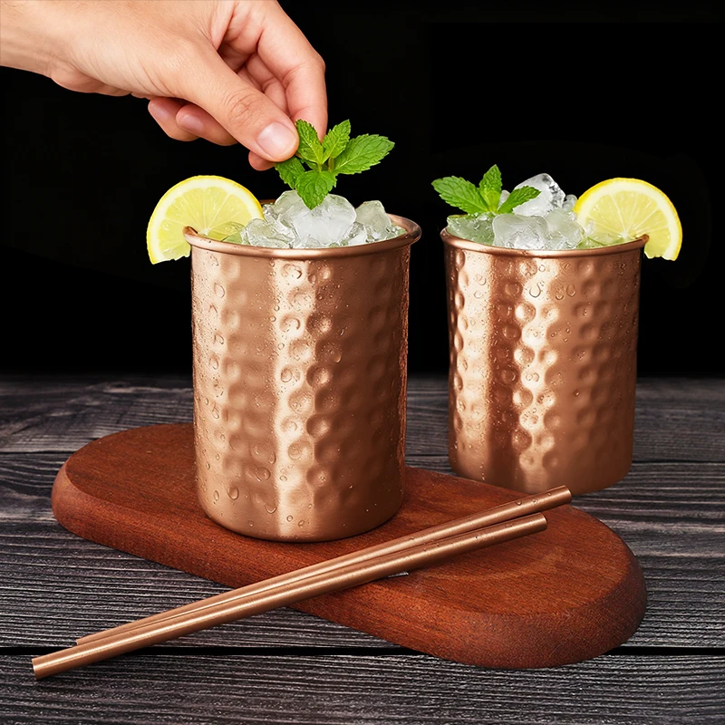 New 100% Copper Cups Pure Solid  Moscow Mule PURE Copper Mugs-Shaped 400ml Cocktail Cups Beer Milk Mug Drinkware