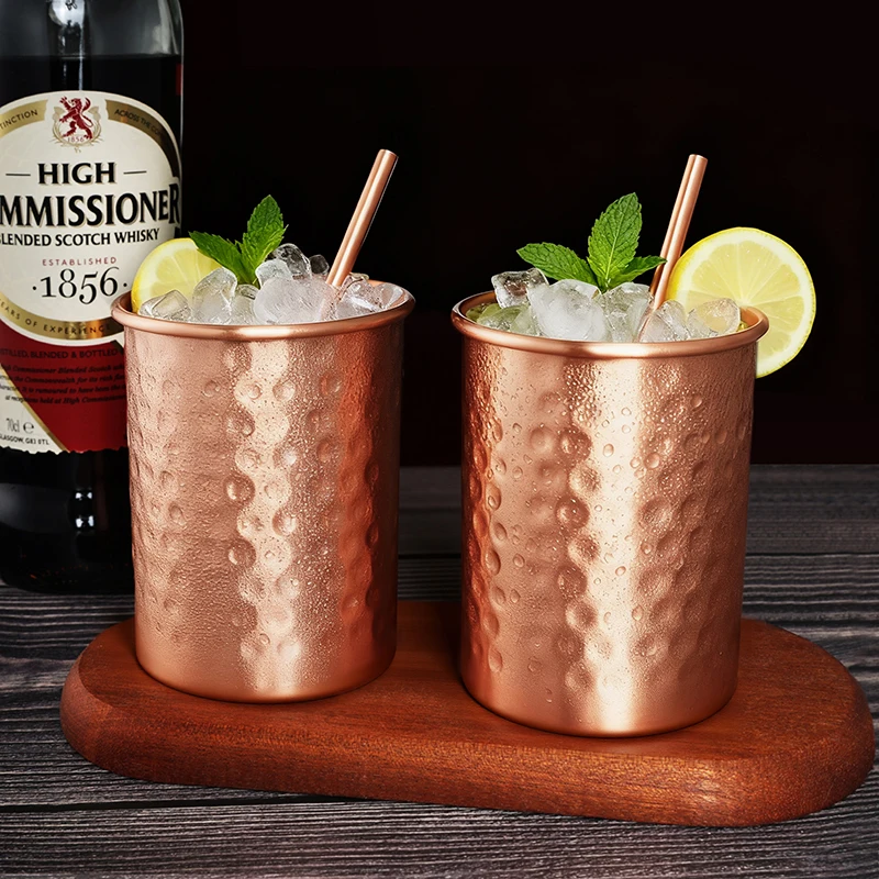 New 100% Copper Cups Pure Solid  Moscow Mule PURE Copper Mugs-Shaped 400ml Cocktail Cups Beer Milk Mug Drinkware