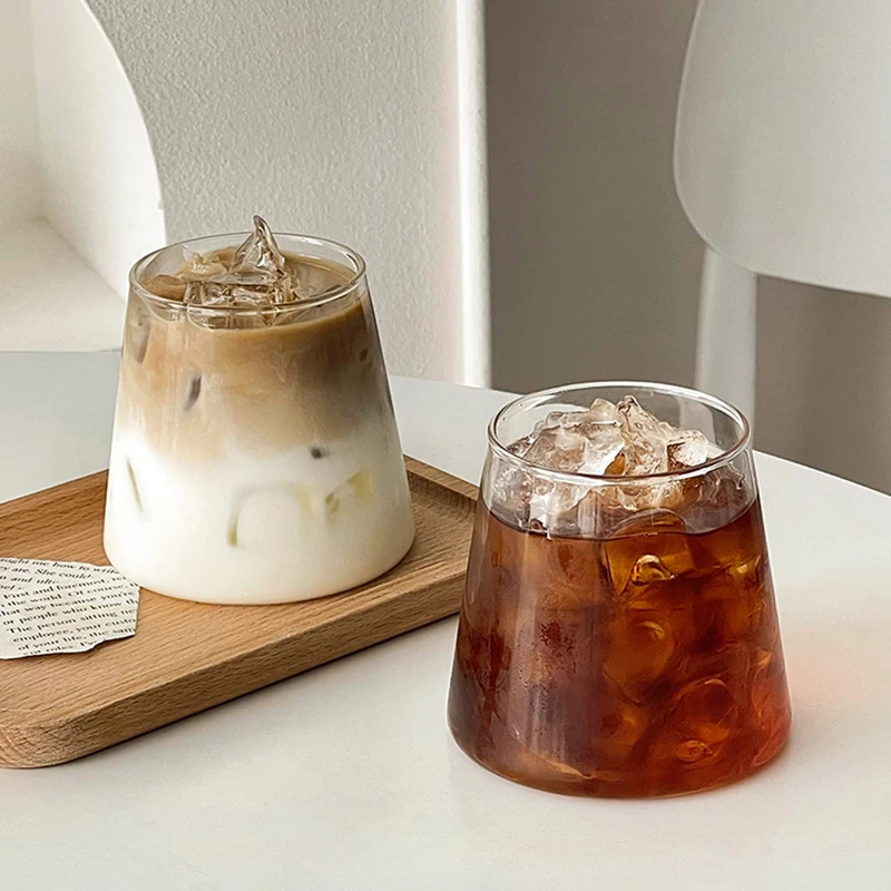 2/4pcs Glass Cup Coffee Cups 300ml Drinking Glass Cup Kitchen Accessorie 350ml Cup for Milk Tea Juice Cup Drink Glasses Bottle