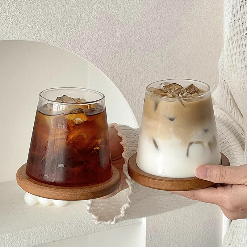 2/4pcs Glass Cup Coffee Cups 300ml Drinking Glass Cup Kitchen Accessorie 350ml Cup for Milk Tea Juice Cup Drink Glasses Bottle