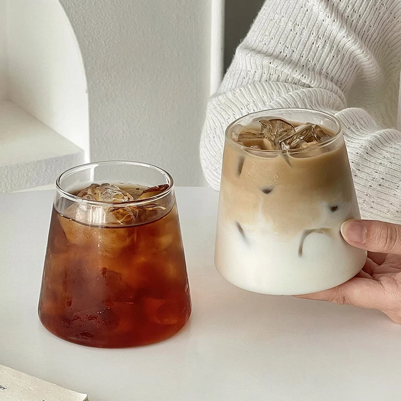 2/4pcs Glass Cup Coffee Cups 300ml Drinking Glass Cup Kitchen Accessorie 350ml Cup for Milk Tea Juice Cup Drink Glasses Bottle