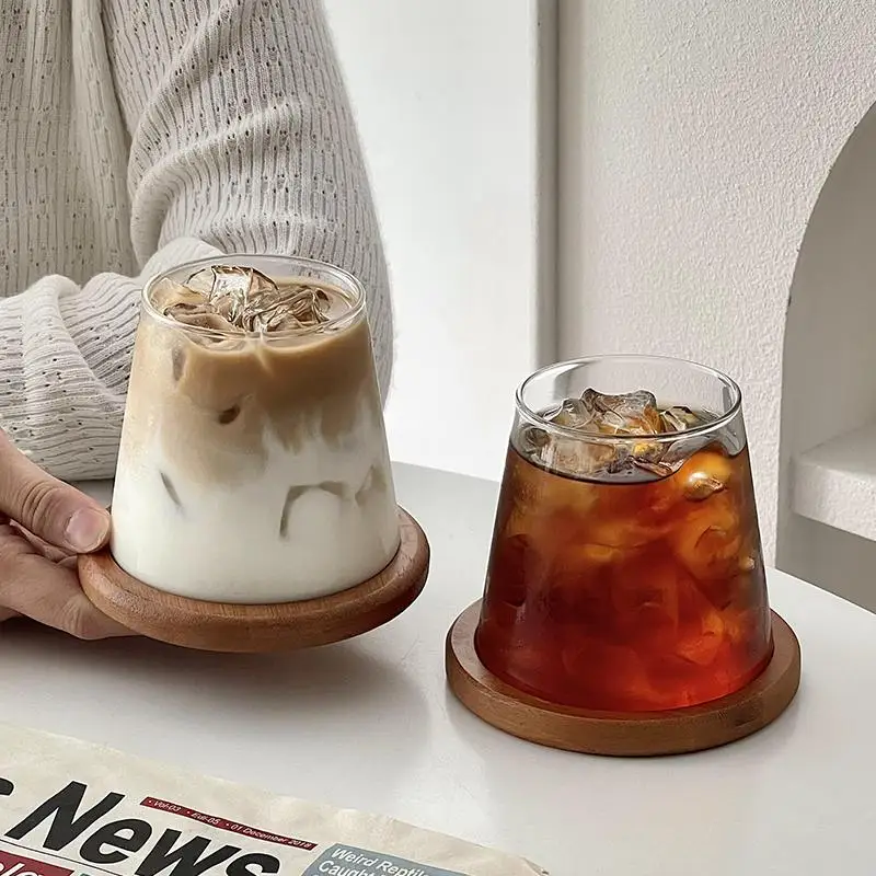 2/4pcs Glass Cup Coffee Cups 300ml Drinking Glass Cup Kitchen Accessorie 350ml Cup for Milk Tea Juice Cup Drink Glasses Bottle