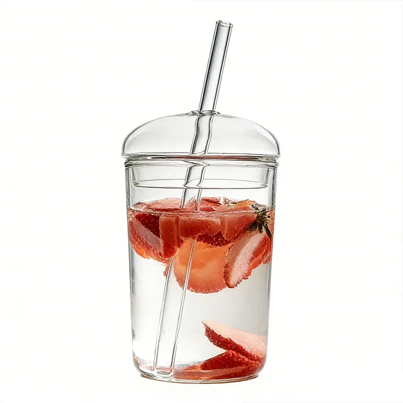 YWDL 1/2PCS 500ml High Borosilicate Glass Tumbler with Lid And Straw Reusable Iced Coffee Juice Cup Heat Resistant Drinkware YWDL 1/2PCS 500ml High Borosilicate Glass Tumbler with Lid And Straw Reusable Iced Coffee Juice Cup Heat Resistant Drinkware