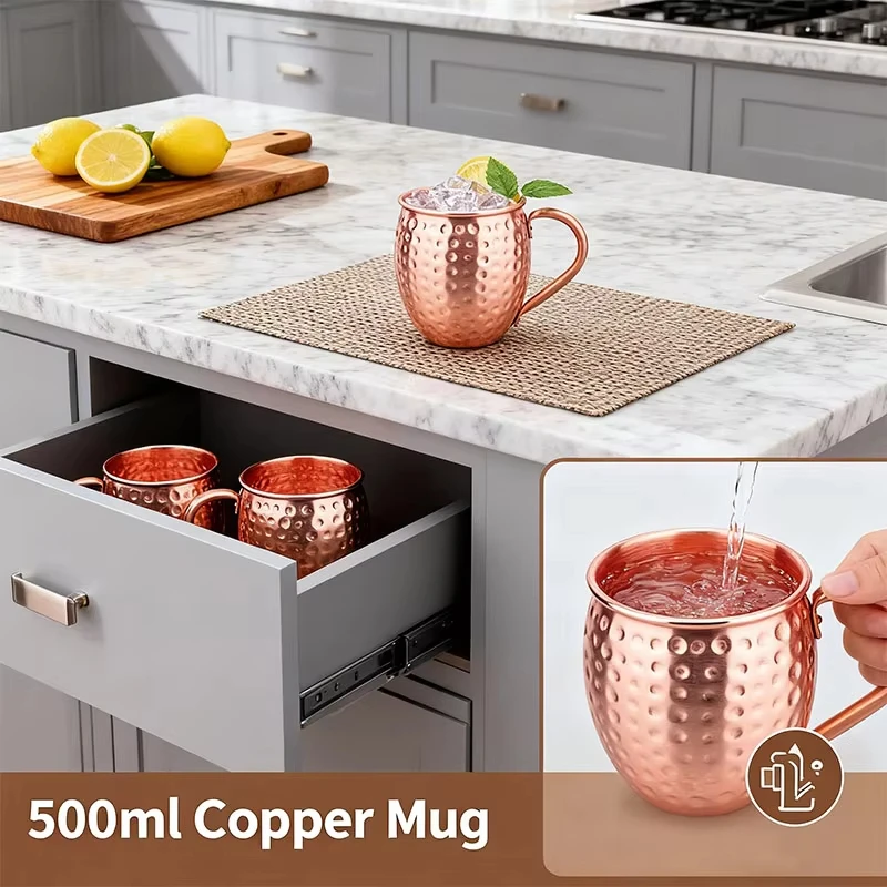 350ML 12oz 100% Copper Moscow Mule Mug Durable Coppery Beer Mug Coffee Mug Milk Cup Pure Copper Cocktail Whiskey Glass Drinkware