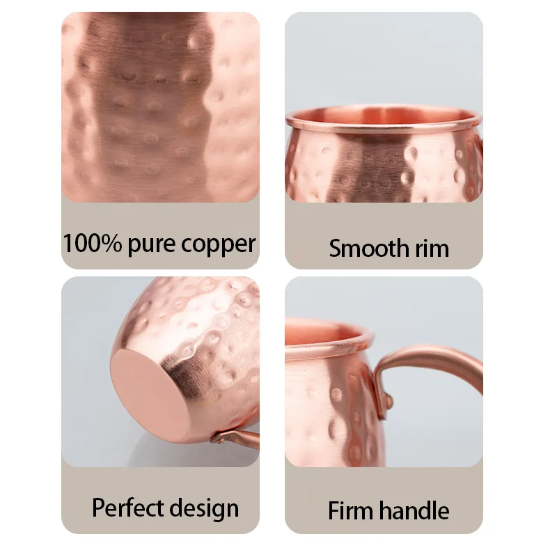 350ML 12oz 100% Copper Moscow Mule Mug Durable Coppery Beer Mug Coffee Mug Milk Cup Pure Copper Cocktail Whiskey Glass Drinkware