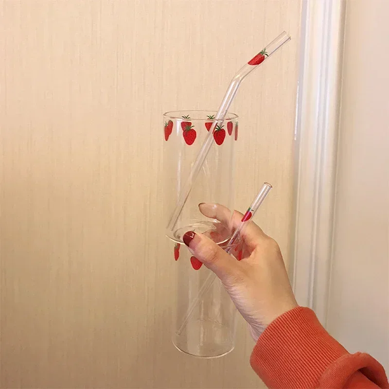 1-6pcs 300ml Strawberry Coffee Mugs Cute Glass Cup with Straw Creative Transparent Water Drinking Student Milk Gift Drinkware 1-6pcs 300ml Strawberry Coffee Mugs Cute Glass Cup with Straw Creative Transparent Water Drinking Student Milk Gift Drinkware