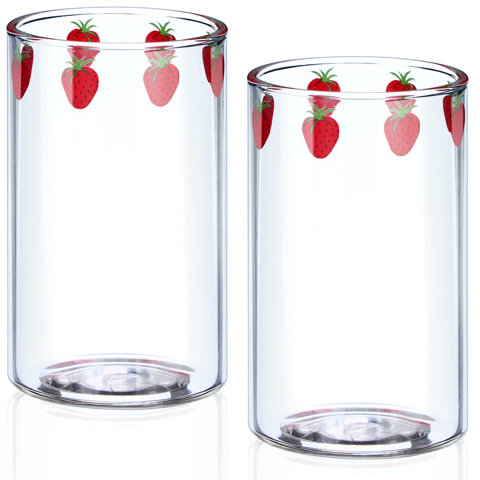 1-6pcs 300ml Strawberry Coffee Mugs Cute Glass Cup with Straw Creative Transparent Water Drinking Student Milk Gift Drinkware