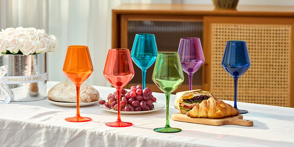 MICHLEY 15oz Unbreakable Tritan Plastic Wine Glass Picnic Set Reusable Luxury Glassware For Party Barware Outdoor Dishwasher