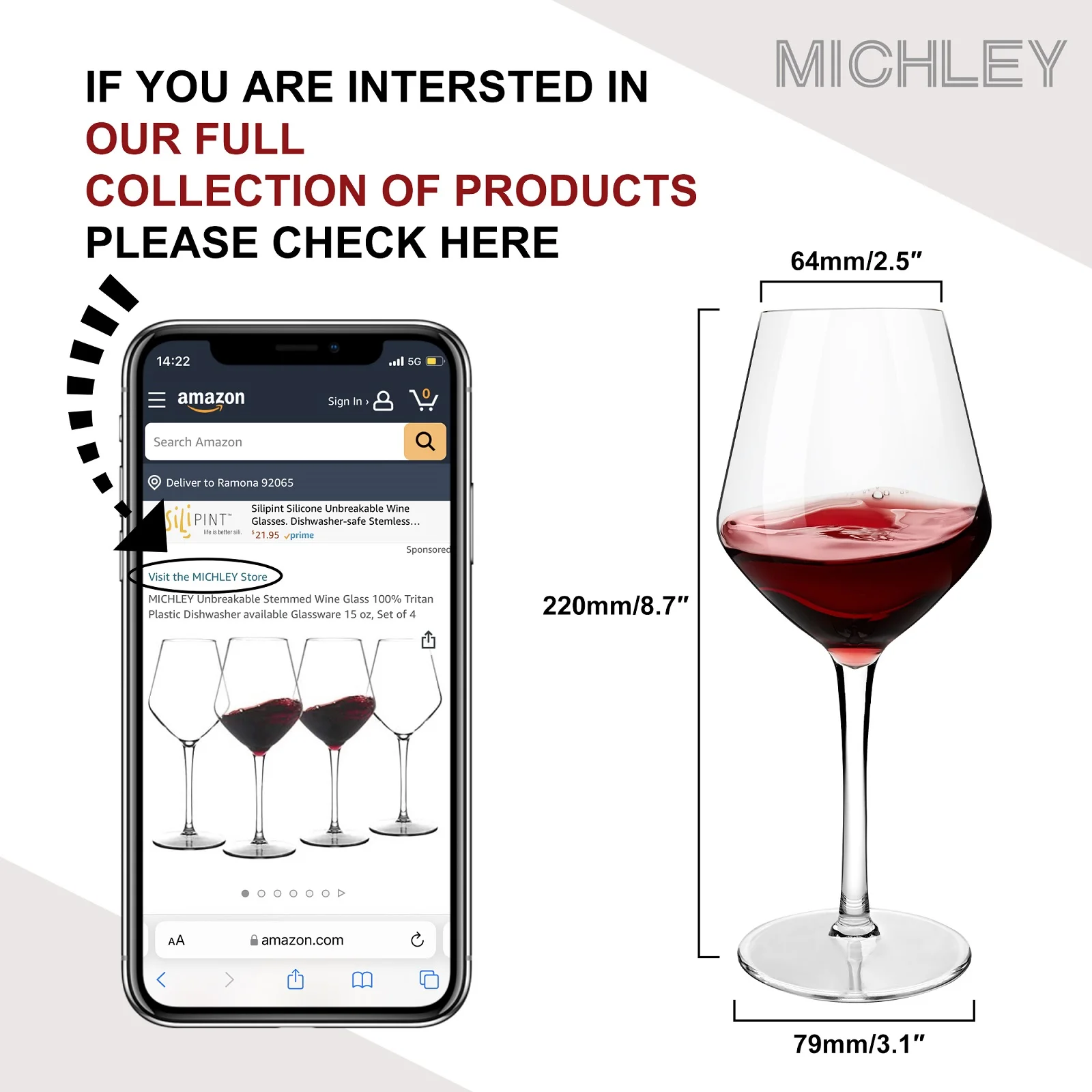 MICHLEY 15oz Unbreakable Tritan Plastic Wine Glass Picnic Set Reusable Luxury Glassware For Party Barware Outdoor Dishwasher