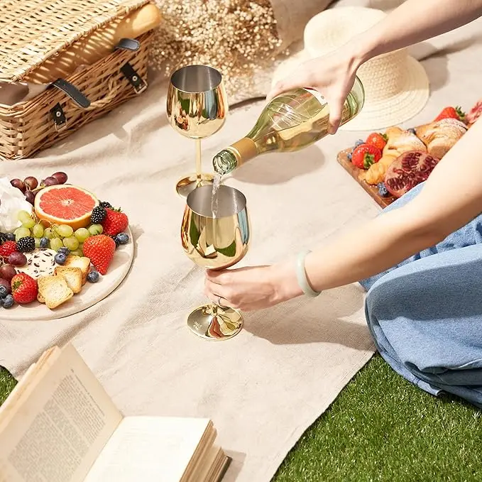 4PCS Stainless Steel Glass Cocktail Creative Metal Wine Glass Bar Restaurant Champagne Red Wine Glass Drinkware Barware Cup
