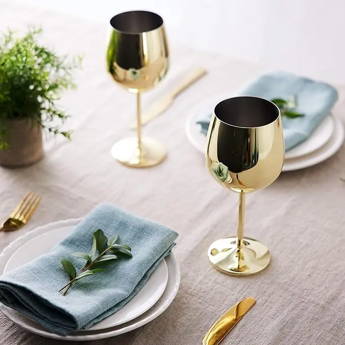 4PCS Stainless Steel Glass Cocktail Creative Metal Wine Glass Bar Restaurant Champagne Red Wine Glass Drinkware Barware Cup