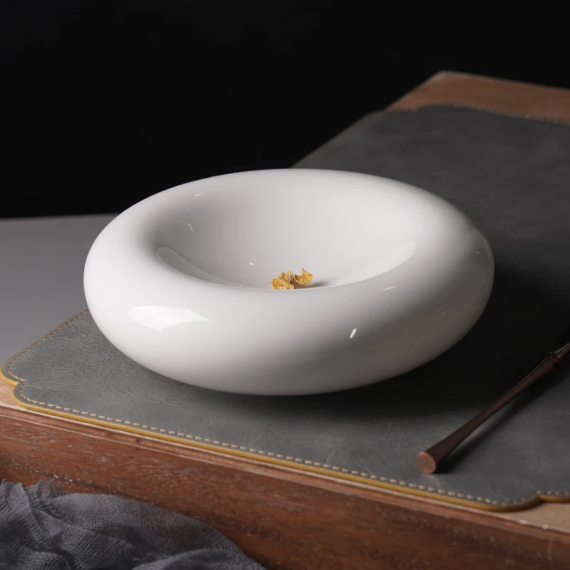 Creative Circular Ceramic Plate with Double Layer Insulation Western Dining Plate White Personalized Restaurant Soup Plate